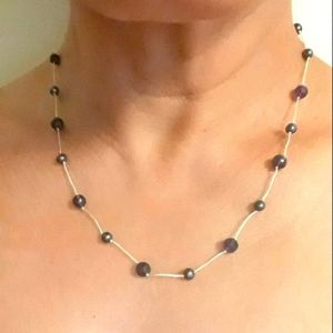 DEEP AMETHYST WITH BLACK PEARL NECKLACE